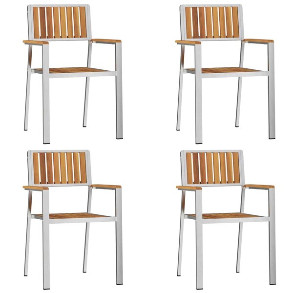 vidaXL Chaise de jardin 4 pc Bois d'acacia massif et acier inoxydable