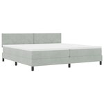 Lit Box Spring vidaXL avec Matelas & Lumière LED Gris clair 200x200 cm Velours