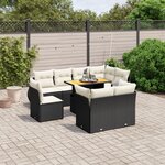 vidaXL Salon de jardin 9 Pièces avec coussins noir résine tressée