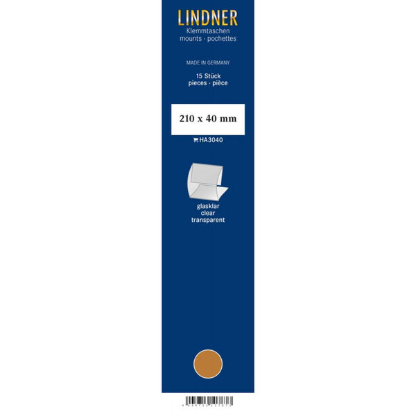 Bandes Klemmfix double soudure 210 x 40 mm pour timbres-poste. Fond - Transparent