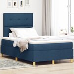 vidaXL lit à ressort avec matelas et LED bleue 120x200 cm en tissu