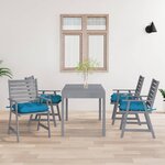 vidaXL Chaises à dîner d'extérieur avec coussins 4 Pièces Acacia massif