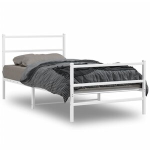 vidaXL Cadre de lit métal avec tête de lit/pied de lit blanc 100x200cm