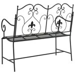 vidaXL Banc de jardin   design à lattes  noir  104 cm  en acier.