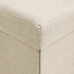 Banc coffre de rangement 110 x 38 x 38 cm pouf pliable grand pour 3 personnes tissu en lin beige 12_0004123