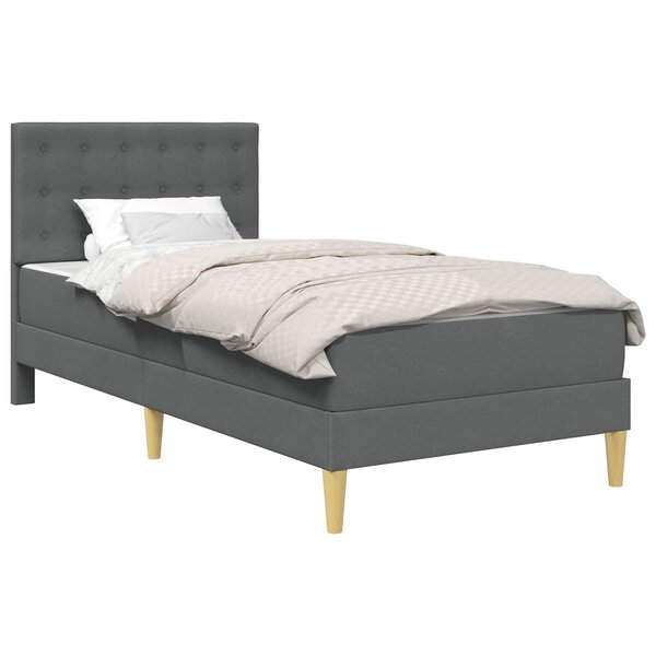 vidaXL Cadre de lit avec matelas Gris foncé 100 x 200 cm Tissu