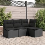 vidaXL Tabouret de jardin avec coussin Noir 55x55x37 cm Résine tressée