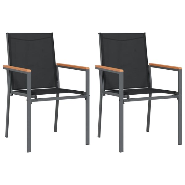 vidaXL Chaises de jardin lot de 2 noir 55x61 5x90cm textilène et acier