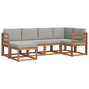 vidaXL Ensemble de canapés d'extérieur 6 pc Gris Naturel et Clair