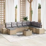 vidaXL Ensemble de canapé de jardin 9 Pièces beige et gris clair