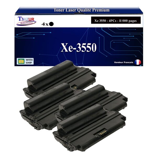 T3AZUR -4x Toners compatibles avec Xerox WorkCentre 3550 (106R01530) - Noir