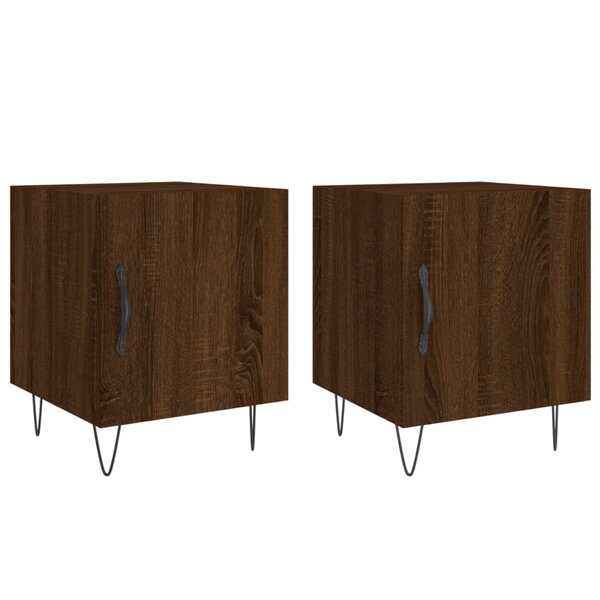 vidaXL Tables de chevet 2Pièces chêne marron 40x40x50cm bois d'ingénierie