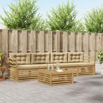 vidaXL Ensemble de canapés d'extérieur 5 Pièces Blanc et Beige