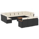 vidaXL Salon de jardin avec coussins 14 Pièces noir résine tressée