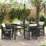 vidaXL Ensemble de salle à manger de jardin 5 pièces avec coussins en poly rotin noir