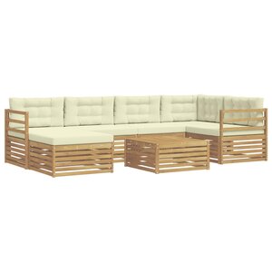 vidaXL Ensemble de canapés d'extérieur 7 Pièces Blanc et crème