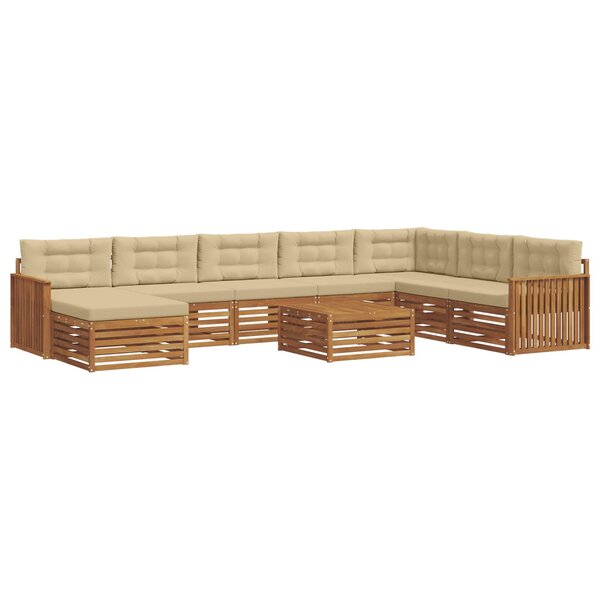 vidaXL Ensemble de canapés d'extérieur 9 pc Naturel et Beige