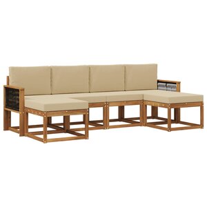 vidaXL Ensemble de canapés d'extérieur 6 pc Naturel et Beige Polyester