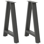 vidaXL Pieds de table à manger en forme de A 2 pièces Anthracite 60 x (72-73) cm Acier