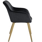Lot de 4 chaises pieds doré siège de salon cuisine salle à manger design élégant velours noir 08_0000114