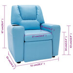 vidaXL Fauteuil inclinable enfants Similicuir Bleu