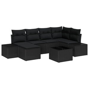 vidaXL Ensemble de canapé de jardin avec coussin 6 Pièces Noir polyrotin