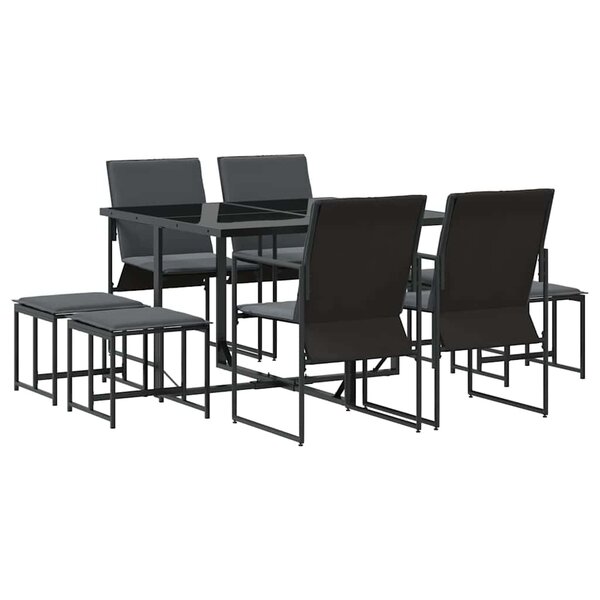 vidaXL Ensemble de salle à manger pour jardin 9 Pièces Noir Acier