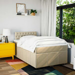vidaXL Sommier à lattes de lit avec matelas crème 120x190 cm tissu