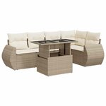 vidaXL Salon de jardin avec coussins 6 Pièces beige résine tressée