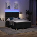 vidaXL Lit à ressort LED avec matelas Noir 140 x 190 cm tissu
