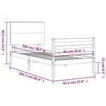 vidaXL Cadre de lit avec tête de lit blanc 90x200 cm bois massif