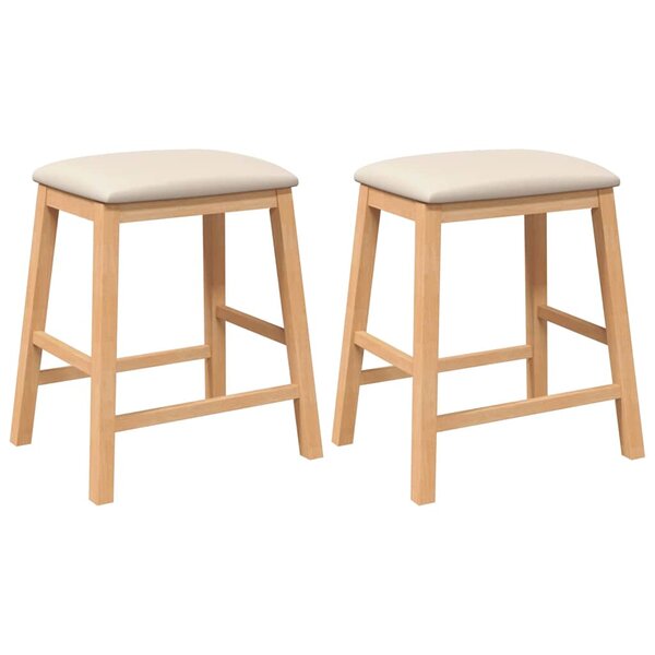 vidaXL chaises de bar avec coussins 2 Pièces bois massif d'hévéa