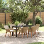 vidaXL Ensemble de salle à manger pour jardin 7 Pièces Beige polyrotin