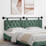 vidaXL Tête de lit suspendue Avec lumière LED Vert Mer Velours