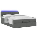 vidaXL Lit ottoman avec matelas et LED gris foncé 140x200 cm tissu