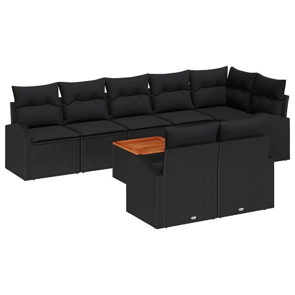 vidaXL Ensemble de canapé de jardin 9 Pièces Noir Poly rotin