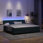 vidaXL Lit à ressort LED avec matelas Vert foncé 200 x 200 cm Velours