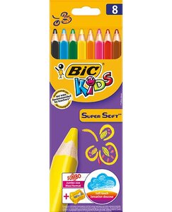 Etui de 8 crayons de couleur KIDS SUPERSOFT Mine large 8 Couleurs BIC