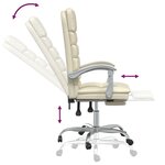 vidaXL Fauteuil de massage inclinable de bureau Crème Similicuir