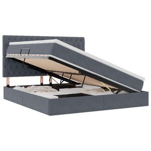 vidaXL Lit avec rangement et matelas Gris foncé 160 x 200 cm Velours