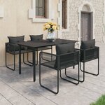 Vidaxl salon de jardin 5 pièces pvc résine tressée noir