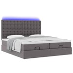 vidaXL Lit ottoman avec matelas & LED Gris 180x200cm similicuir