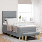 vidaXL Lit à ressorts avec matelas Gris clair 90 x 200 cm tissu