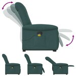 vidaXL Fauteuil inclinable de massage Vert foncé Tissu