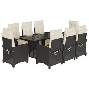 vidaXL Ensemble à manger de jardin 9Pièces coussins noir résine tressée