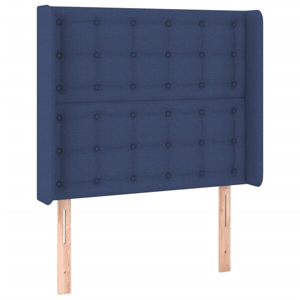 vidaXL Tête de lit avec oreilles Bleu 93x16x118/128 cm Tissu