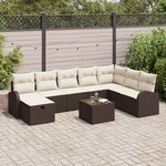 vidaXL Ensemble de canapé de jardin avec coussin 9 Pièces Marron et crème