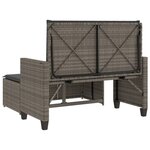 vidaXL Banc de jardin avec coussins et repose-pied gris résine tressée