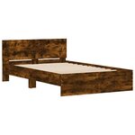 vidaXL Cadre de lit avec tête de lit et LED chêne fumé 140x190 cm