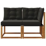 vidaXL Canapé d’extérieur milieu et coin avec coussin 2 Pièce Naturel
